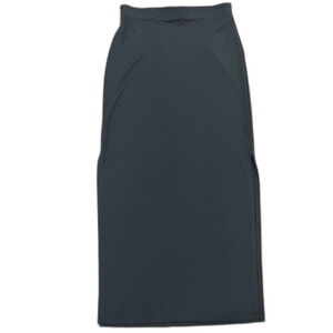 Vintage Y2K Max Studio Charcoal Green Gray Long Skirt W/ Side Slits High Waist M